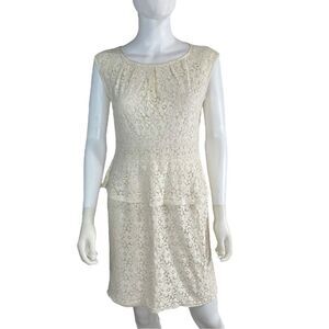 Spense Women’s Size 10 Party Dress Floral Cream Sleeveless Back Buttons